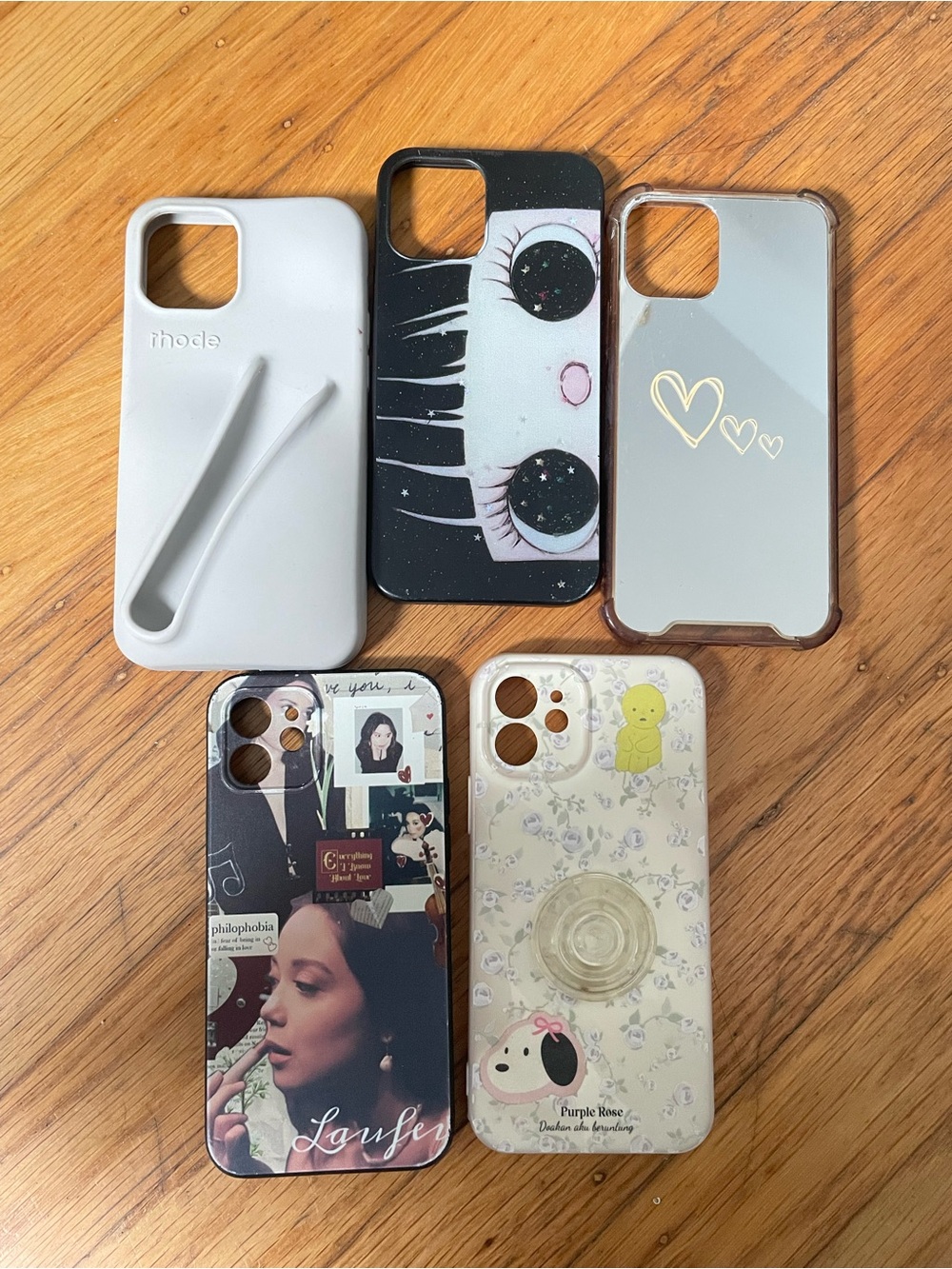 iPhone 12/12 pro Clear Mirror & Graphic Phone Case Bundle - White, Black, Cream